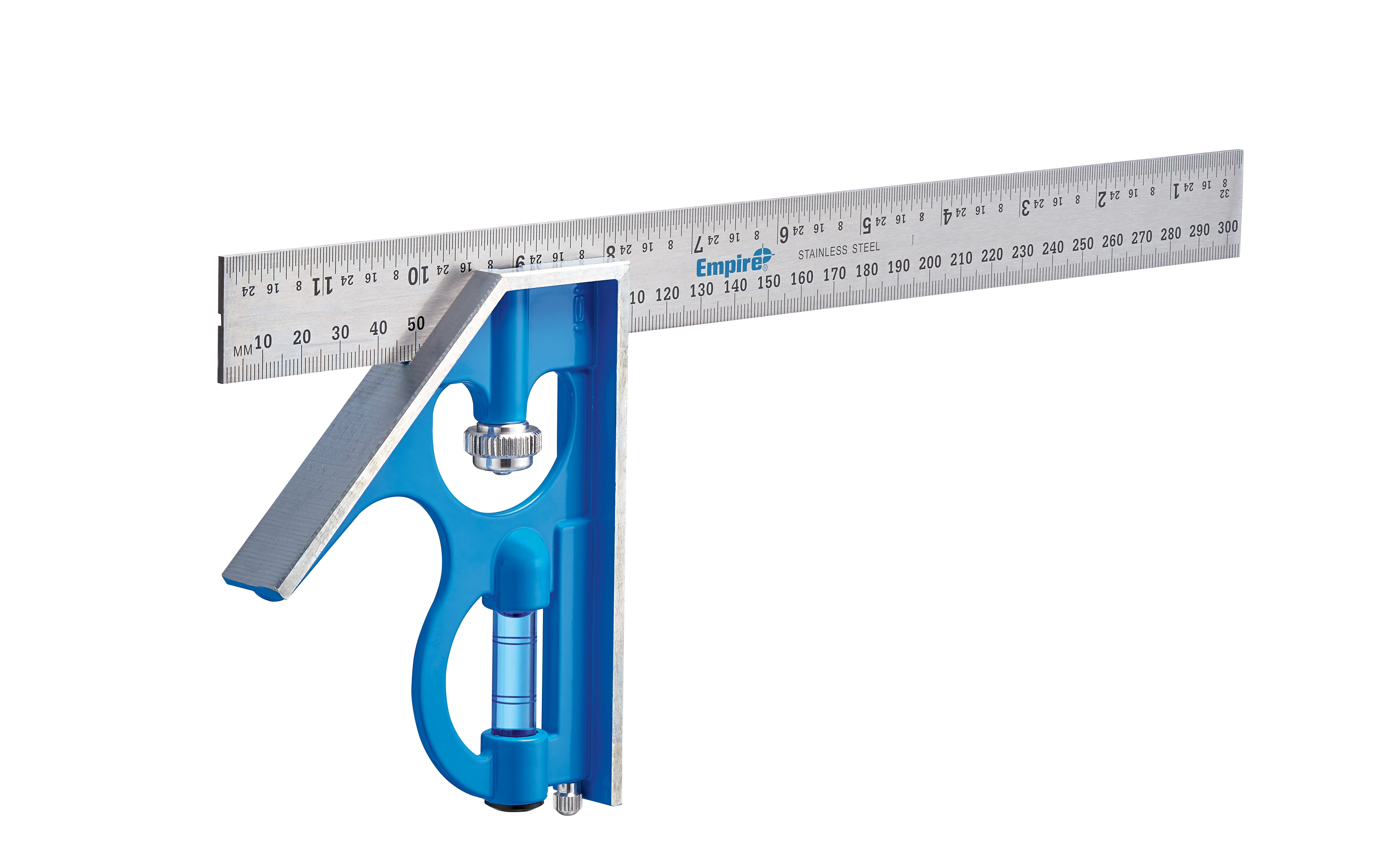 Empire® True Blue® E250IM Professional Combination Square, 12 in L x 5-1/4 in W, Stainless Steel Blade